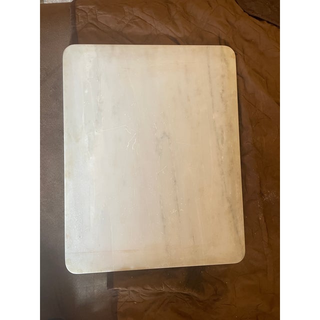 Oxblood Red 1950s Marble Top Mahogany Lyre Shaped Side Table With Drawer For Sale - Image 8 of 12