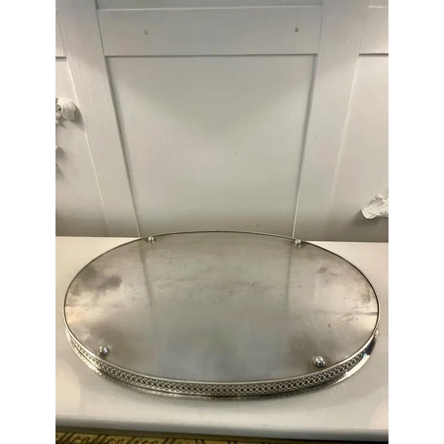 Antique Edwardian Silver-Plated Engraved Tea Tray, 1900s For Sale - Image 3 of 8