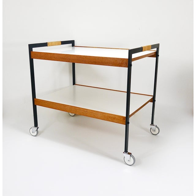 Wood Vintage Austrian Bar Cart Drinks Trolley by Carl Auböck, 1960s For Sale - Image 7 of 18