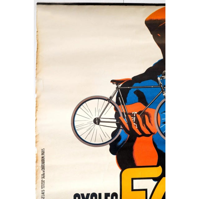 1930s 1937 French Bike Poster, Cycles Favor Motos (Original Metal Batons) For Sale - Image 5 of 7