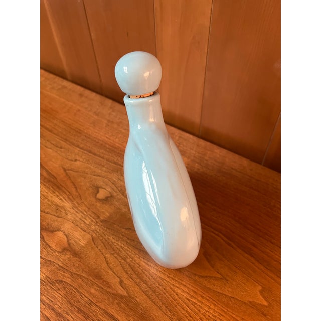 Vintage Light Aqua Glazed Stoneware Wine Jug For Sale - Image 4 of 7