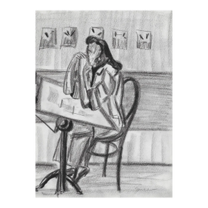 1950s Virginia Spencer Student at Drawing Board