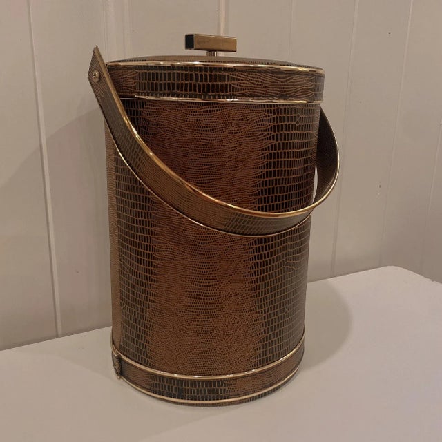 1950s Georges Briard Animal Skin Embossed Tall Ice Bucket For Sale - Image 4 of 11