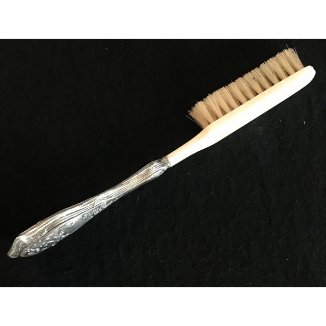 Late 19th Century Small Antique French Silver/Bone Brush For Sale - Image 9 of 9