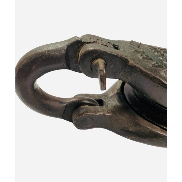 Metal Early 20th Century Antique Iron Industrial Pulley/ Rigging Block For Sale - Image 7 of 7