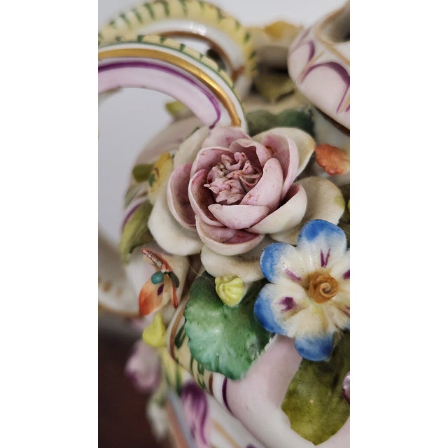 Circa 1900 Vienna-Style Porcelain Potpourri Urn With Applied Flowers, Putti & Blue Shield Mark For Sale - Image 12 of 18