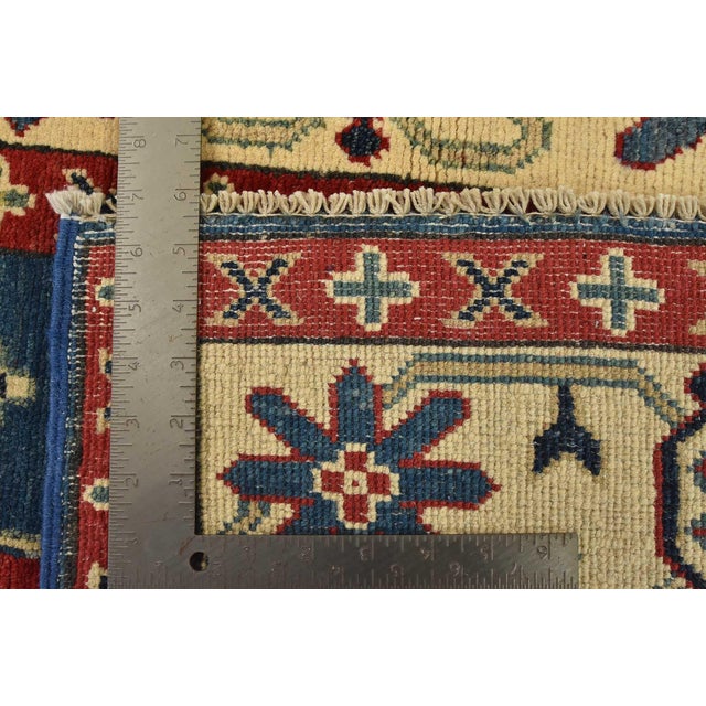 Kazak Rug 3’11” X 5’11” Blue Wool Tribal Hand-Knotted Oriental Carpet For Sale - Image 12 of 12