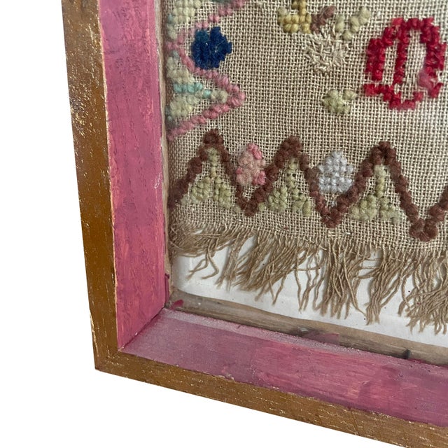 Framed 1824 Needlework “Sampler” With Animal Themes & Typical Alphabet and Numerical Patterns For Sale - Image 4 of 5