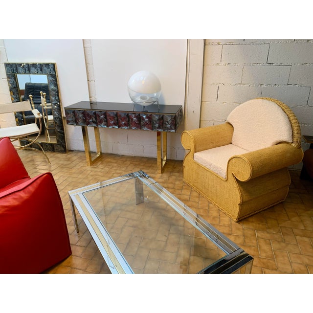 Contemporary Italian Murano Glass and Brass Console For Sale - Image 10 of 11