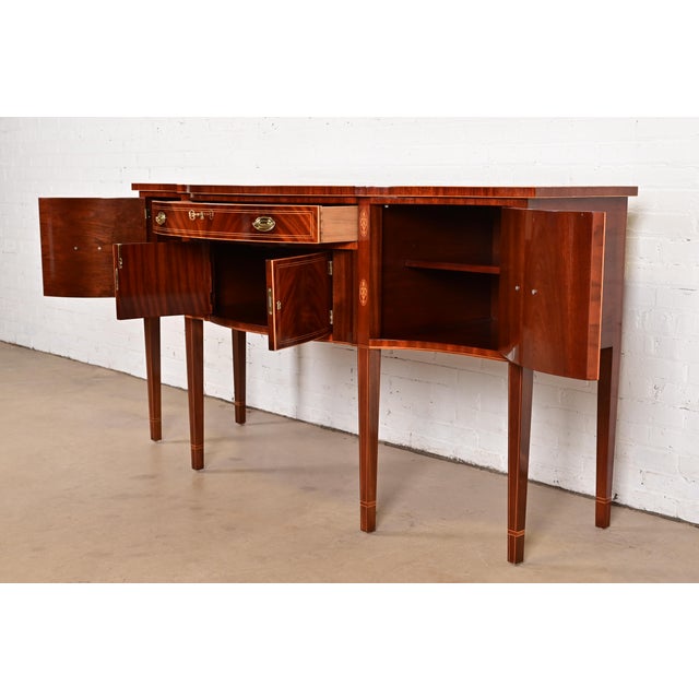 Kindel Furniture Federal Inlaid Flame Mahogany Bow Front Sideboard Credenza For Sale In South Bend - Image 6 of 16