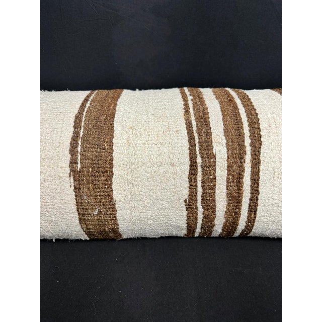 Contemporary Turkish Hemp Pillow Cushion Natural Beige Brown Cushion Cover 14"x40" For Sale - Image 3 of 4