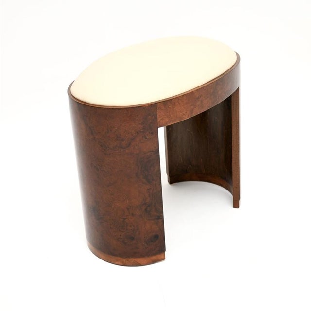 Art Deco Burr Walnut and Leather Stool, 1930 For Sale - Image 4 of 9