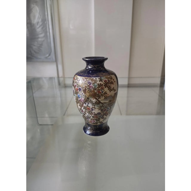 Blue Vintage Japanese Satsuma-Style Vase For Sale - Image 8 of 8
