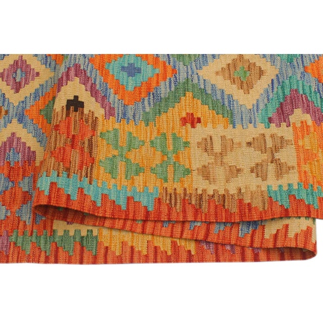 Navajo Style Kilim Blue Rust Hand Woven Rug - 2'9" X 9'9" For Sale In New York - Image 6 of 7