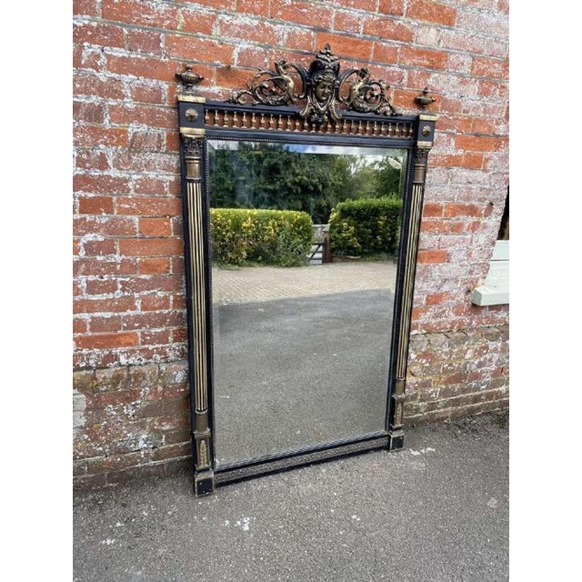 Black 19th Century French Carved Wood & Gesso Mirror For Sale - Image 8 of 8