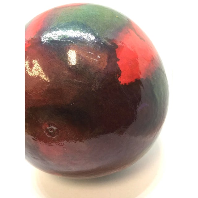 Ruby Red Large Round Vintage Gourd Hand Painted Hanging Ornament For Sale - Image 8 of 11