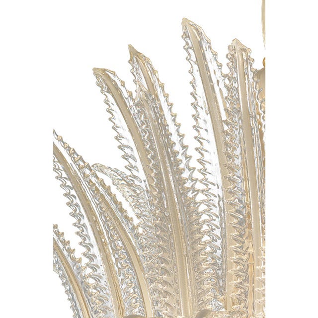 Contemporary Venetian White and Gold Leaves Murano Style Glass Chandelier from Simoeng For Sale - Image 3 of 9