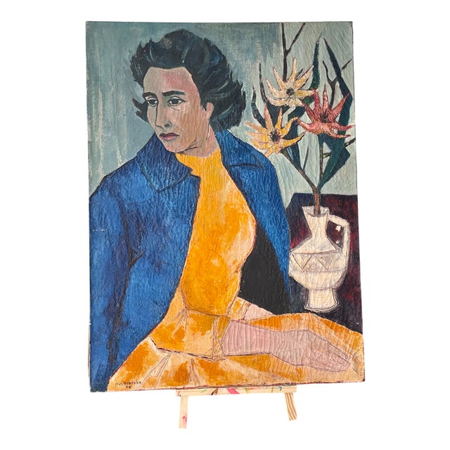 School of Paris Jean Berthier, Female Portrait, 1956, Oil on Canvas For Sale