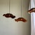 Medium Flat Corrugated Teak Leaf Pendant Light with Floral Stripes, 1980s For Sale - Image 4 of 18