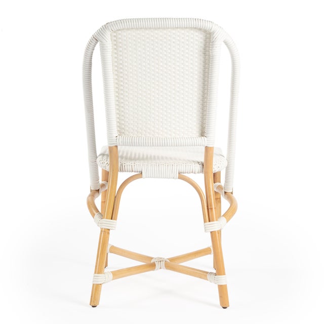White Tenor 18.5 in. Seat Height Rattan Side Dining Chair with Back, Smooth White For Sale - Image 8 of 11