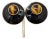 Vintage Signed Alexis Kirk Round Goldtone Black Enamel & Cabochon Faux-Tiger's Eye Clip Earrings-2 Pieces For Sale