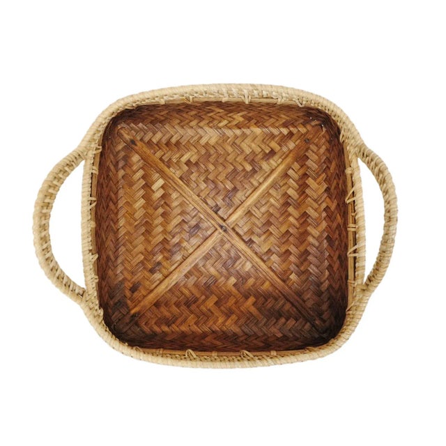 Vintage Coastal Bamboo & Cowry Basket Medium For Sale - Image 4 of 9