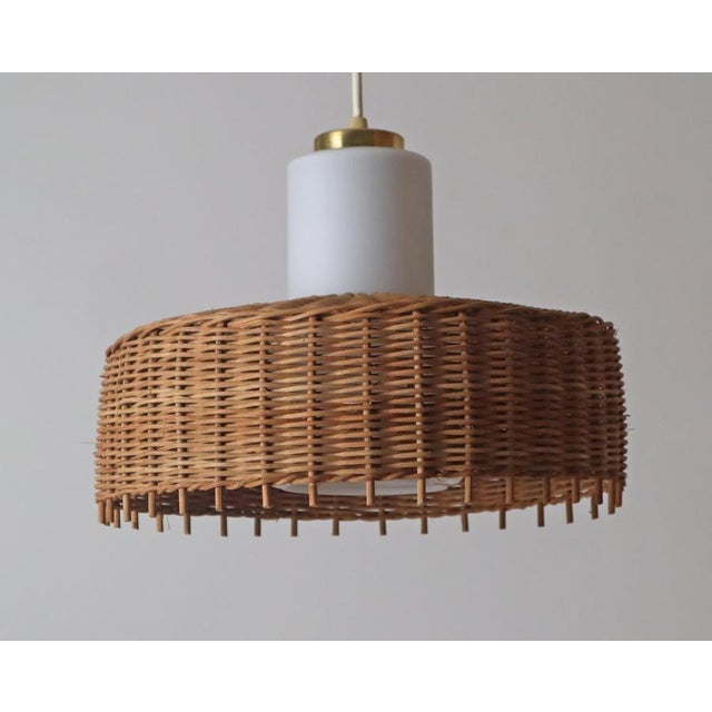 Pedant Lamp in Opal Glass with Braided Rattan from Doria, Germany, 1960s For Sale - Image 9 of 12