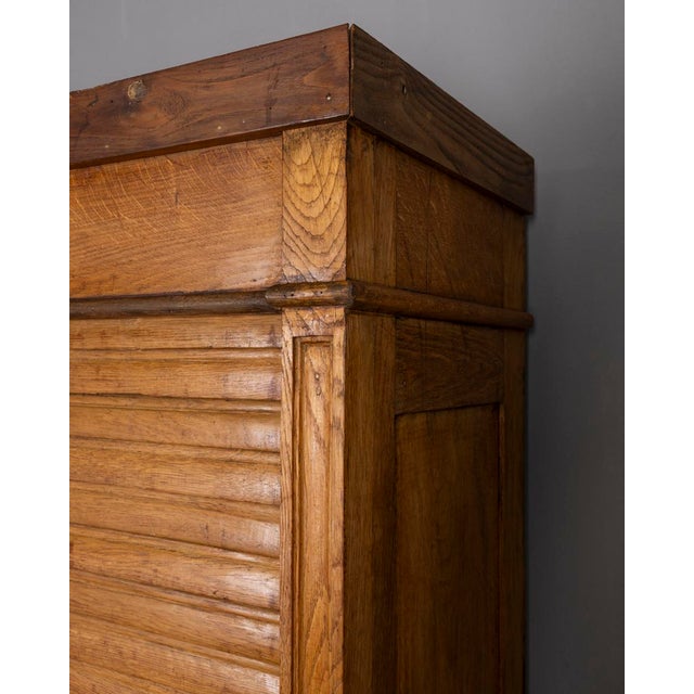 Vintag Industrial Style Wooden Rolling Shutter Filing Cabinet, 1940s For Sale - Image 17 of 18