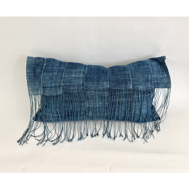African Vintage Indigo Blues Envelope Lumbar Down Pillow For Sale - Image 3 of 11