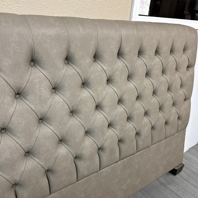 Queen Size California Sofa Custom Tufted Leatherette Headboard For Sale - Image 12 of 12