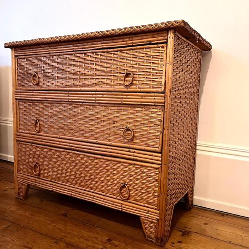 Vintage Bamboo and Wicker Chest of Drawers For Sale - Image 9 of 11