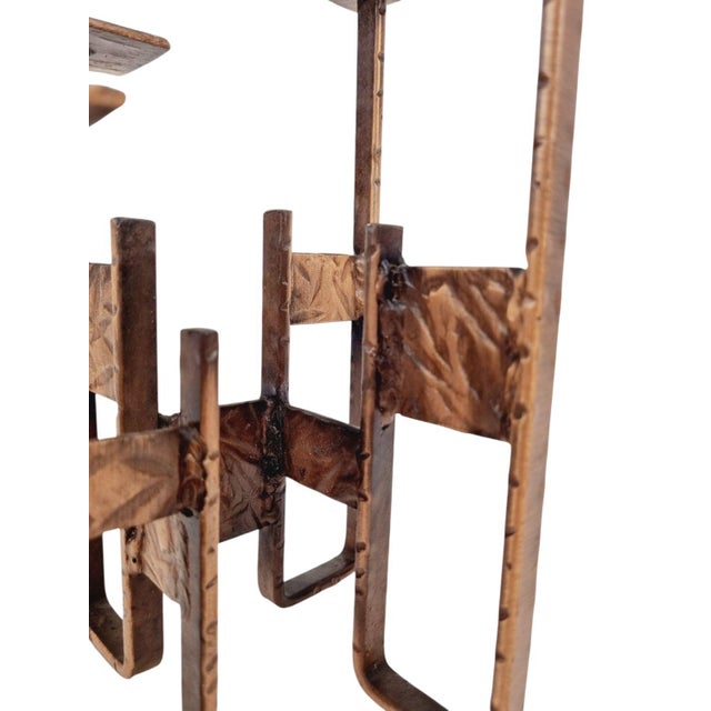 Copper candlestick in brutalist style from the 1970s. Applied arts, juried work. Excellent decorative element for...