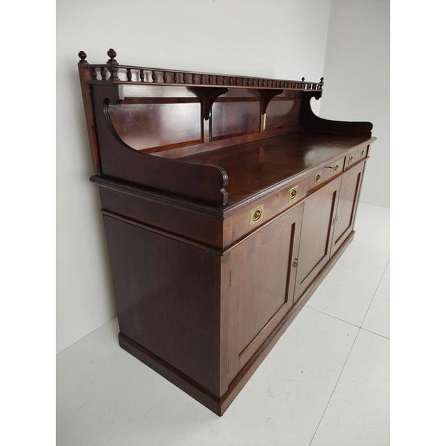 English Campaign Mahogany Dresser or Sideboard with Brass Hardware, Early 20th Century For Sale - Image 10 of 18