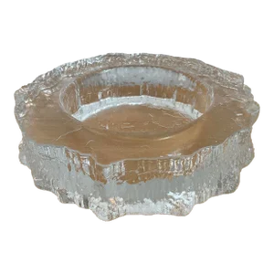Large 1970s Tapio Wirkkala Iittala Aslak Glass Dish/Candle Holder