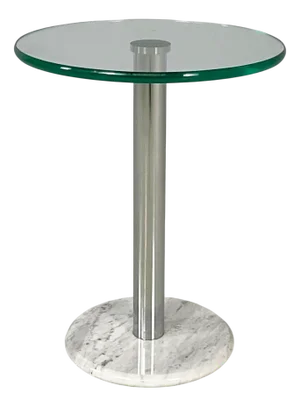 Italian Modern Round Glass, Steel and Marble Coffee Table, 1980s