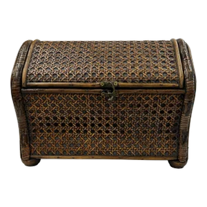 Vintage Bamboo and Cane Storage Box