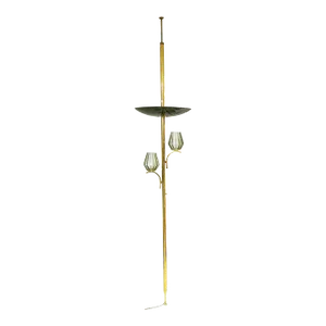 Mid Century Brass Triple Light Floor to Ceiling Tension Pole Lamp