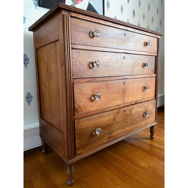 Neoclassical Antique Early 1800s Western Maryland Neoclassical Walnut Chest of Drawers For Sale - Image 3 of 14