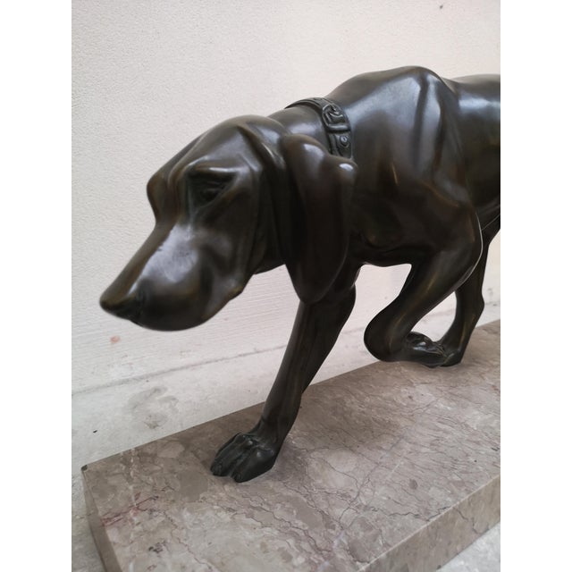 Black Rochard, Weimaraner Dog, 1950s, Bronze and Marble For Sale - Image 8 of 15