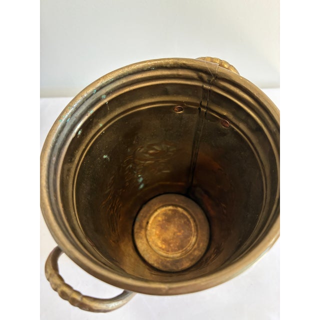 Brass Vintage Embossed Grapevine Solid Brass Vase With Handles For Sale - Image 8 of 10