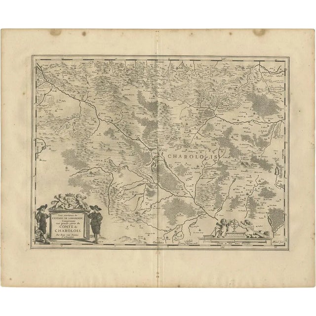 Antique Map of the Region of Charolais by Janssonius, 1657 For Sale