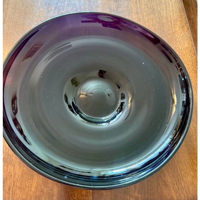 Mid 20th Century Blenko Hand Blown Black Amethyst Console Bowl For Sale - Image 6 of 12