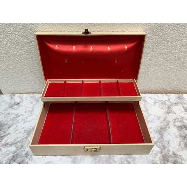 Mid-Century Velvet Lined Jewelry Box With Gold Accents For Sale In Sacramento - Image 6 of 10