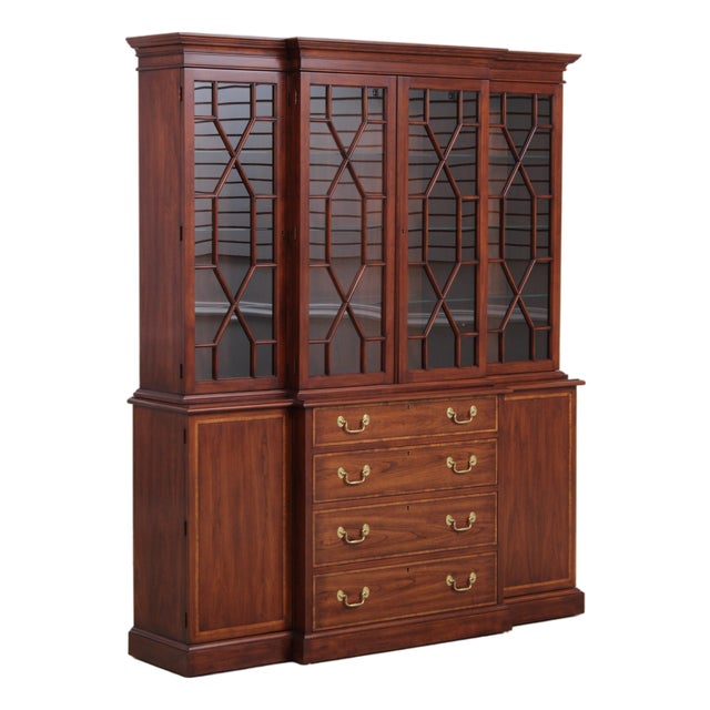 Henkel Harris Model 2365 Cherry 2 Piece Breakfront For Sale