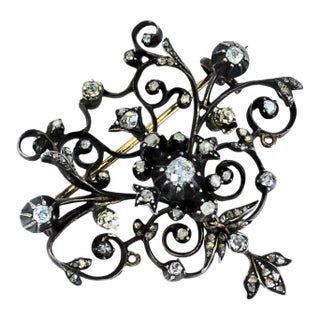 Early 20th Century Vintage Diamond and 10k Gold Brooch / Pin For Sale