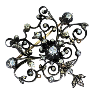 Early 20th Century Vintage Diamond and 10k Gold Brooch / Pin