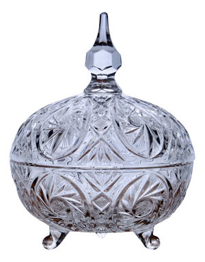 Large Vintage Bohemian Crystal Candy Dish, 1950s