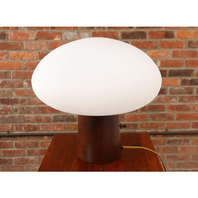 Laurel Lamp Company Vintage Mushroom Table Lamp With Frosted Glass Shade and Walnut Base by Laurel For Sale - Image 4 of 12