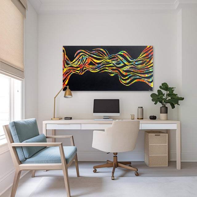 Black Cosmic Dance Connects Everything in the Universe - Abstract 3d Textural Painting Original Artwork by Virginie Schroeder For Sale - Image 8 of 9