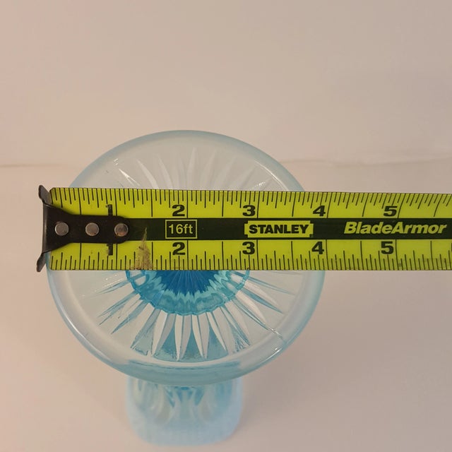 1970s 1970s Mosser Aqua Opalescent Diamond Vase For Sale - Image 5 of 7